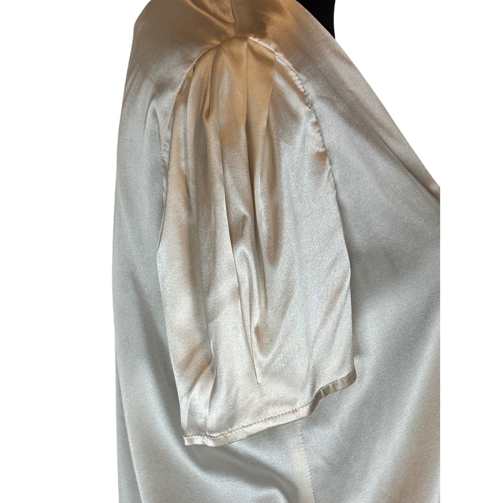 NWT Antonio Melani Silk Blend Button Front VNeck Puff Sleeve Blouse Champagne XS - Picture 4 of 8